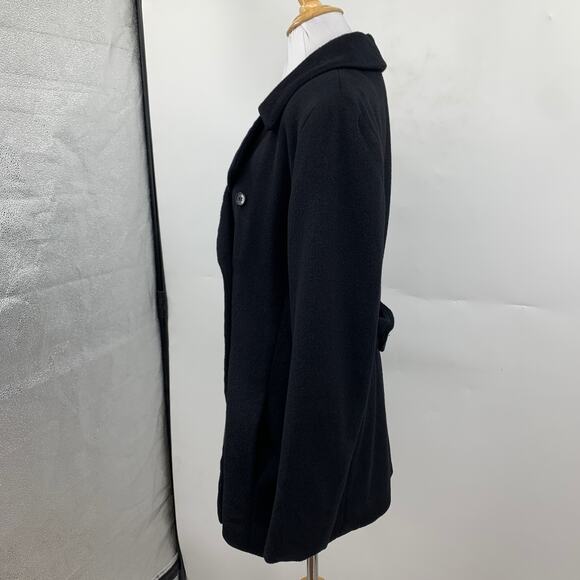 Saks Fifth Avenue Peacoat Womens 10 Black Fleece Shoulder Pads Outerwear Blazer - Picture 5 of 12